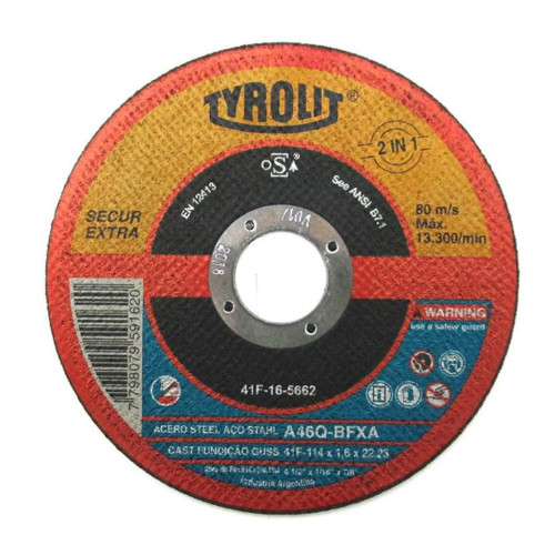 Disco de Corte Abrasivo 4.1/2" x 1/16" x 7/8" - TYROLIT